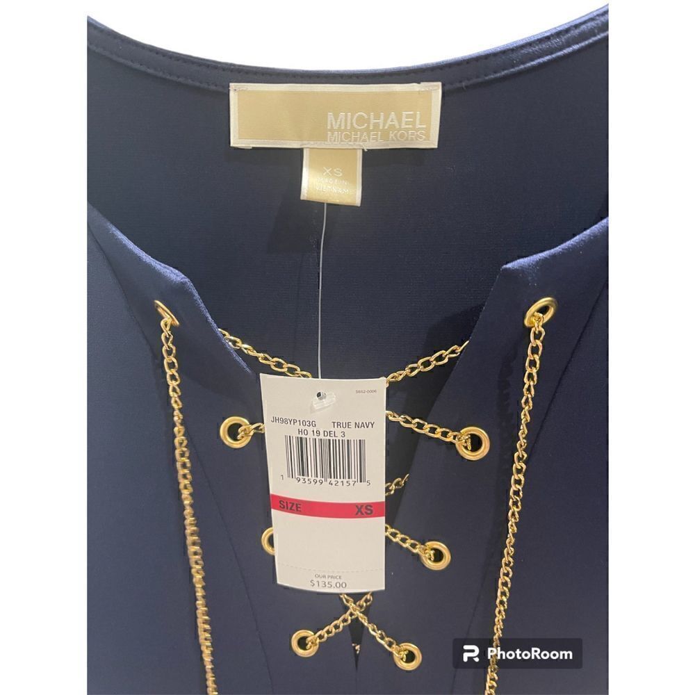 Michael Kors Shirt Dress XS Navy Blue - Picture 3 of 3